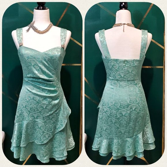 le chateau Dresses & Skirts - le chateau Seafoam Green Damask Pattern Party/Cocktail Dress Size S